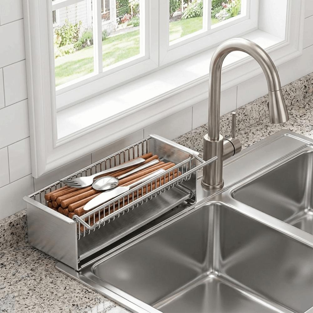 Stainless Steel Chopsticks Storage Rack Large Capacity Chopstick Cage Spoon Storage Box  Bathroom