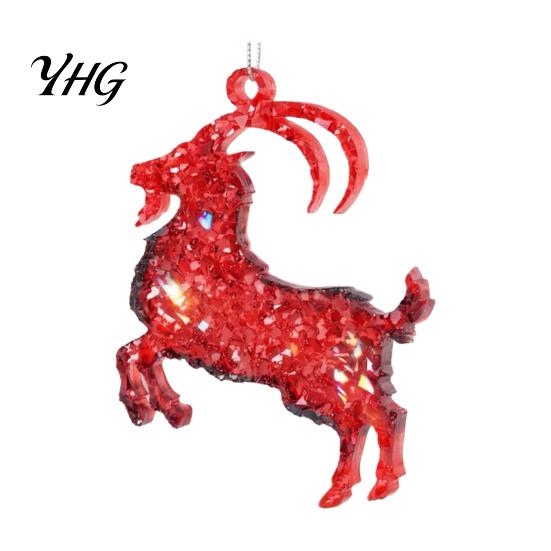Christmas Gift for Friends Goat Tree Hanging Ornaments, Decorative 2D Flat Acrylic Festive Winter Pendant Holiday Party Home Decor, Lightweight