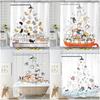 Cartoon Cute Animal Bathing Cat and Dog Shower Curtain Pattern Children's Bathroom Bathtub Decorative Polyester Shower Curtain