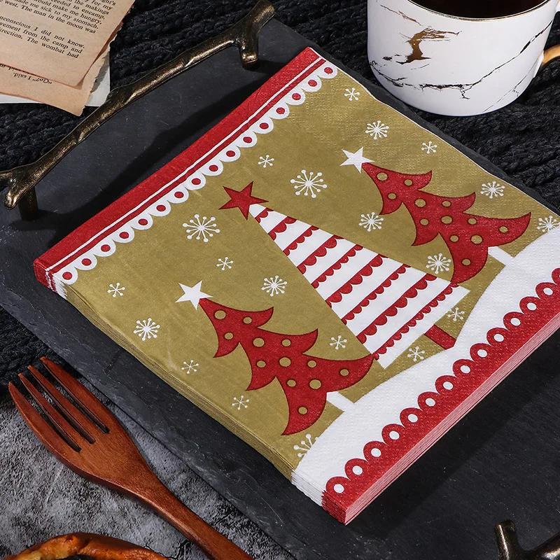 20pcs/Pac 33*33cm 2-Ply Disposable Party Napkin Christmas Pattern