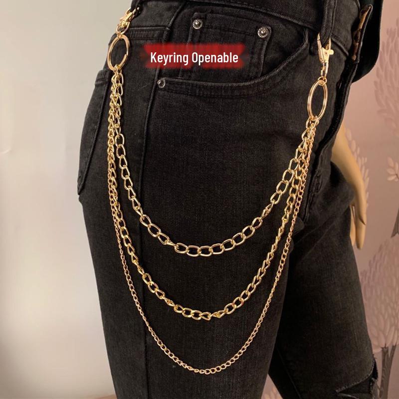 

Personalized Metal Waist Chain: Punk, Hip Hop, Rock Pendant - European & American Nightclub Accessory золотой