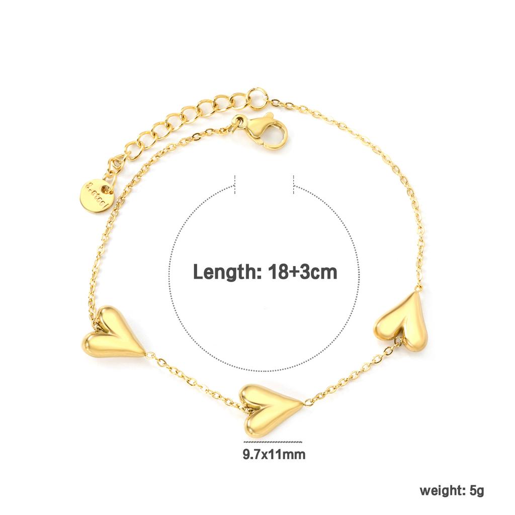 Stainless Steel Bracelet, Personalized and Creative Asymmetrical Splicing Love Pendant Chain Stainless Steel Bracelet