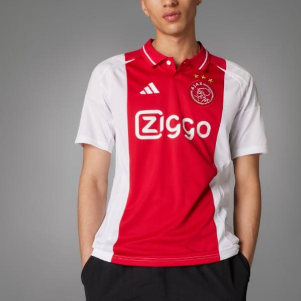 Adidas Ajax Amsterdam 24/25 Home Jersey Moisture-Wicking Comfortable Short-Sleeve Soccer Shirt Men Tops White Red IT6168