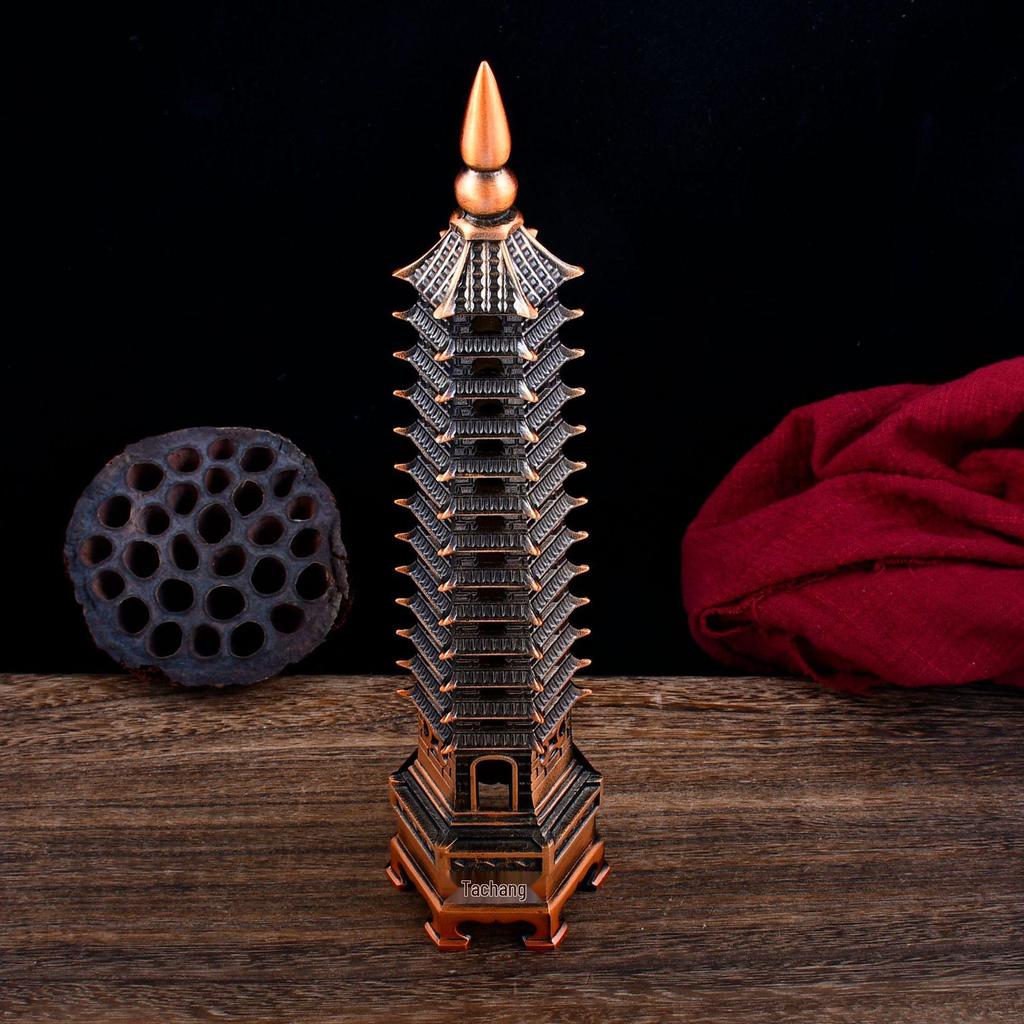 Brass Nine-Story Wenchang Tower Office Decoration Ornament