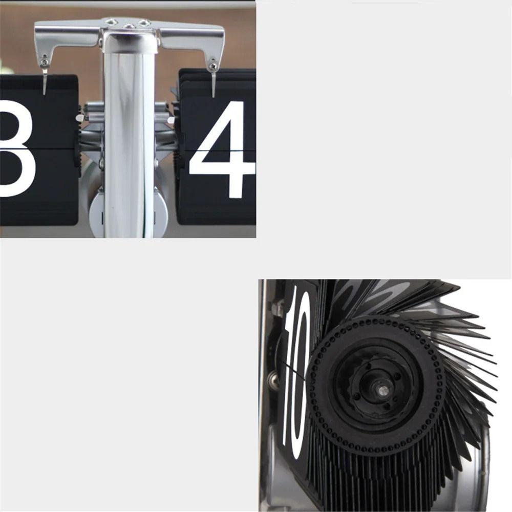 Internal Gear Operated Quartz Time Clocks Quartz Movement Metal Desk Flipping Clock  Bedroom