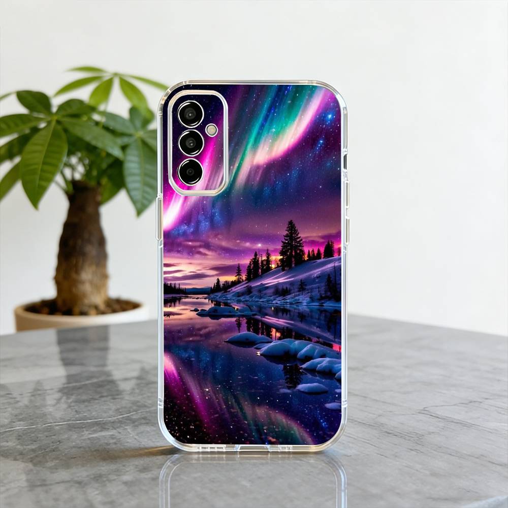 Northern Lights  Phone Case Transparent Silicone Soft For SamsungA10,12,20,21S,30,31,40,50,51,52,70,71