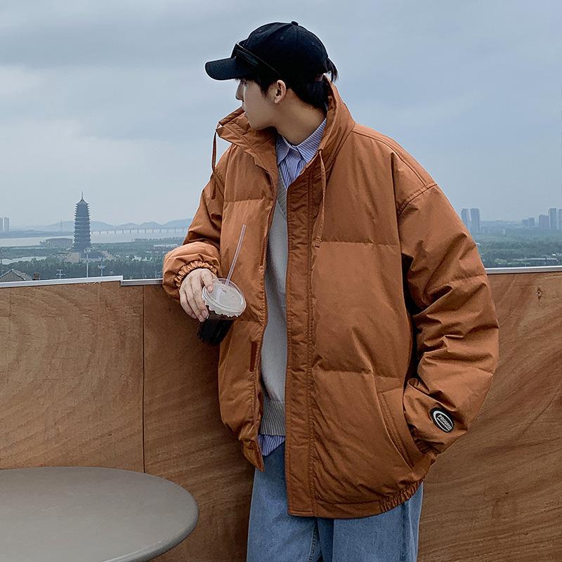 

White Eiderdown Couple Down Jacket Men s Winter Loose Wild Stand Collar Down Jacket Hong Kong Wind Zipper Coat. XXL красный