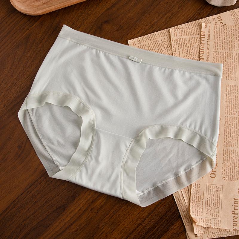 Women's 80s-Style Silk Blend Modal Panties, Seamless, Mid-Rise, Antibacterial, Pure Cotton Crotch.