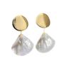Gold Fan-Shaped French Shell Earrings with Mother-of-Pearl: Vintage 2024 Retro Design for Women