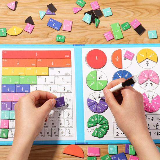 Magnetic Fraction Tiles Circles Book Percentage Decimal Fraction Learning Math Manipulatives Teaching Aid Educational Fraction Puzzle