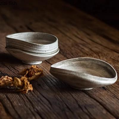 Vintage Irregular Ceramic Bowl Creative Dim Sum Bowl Dessert Bowl Sushi Bowls Thick Soup Bowls Hotel Molecular Cooking Tableware