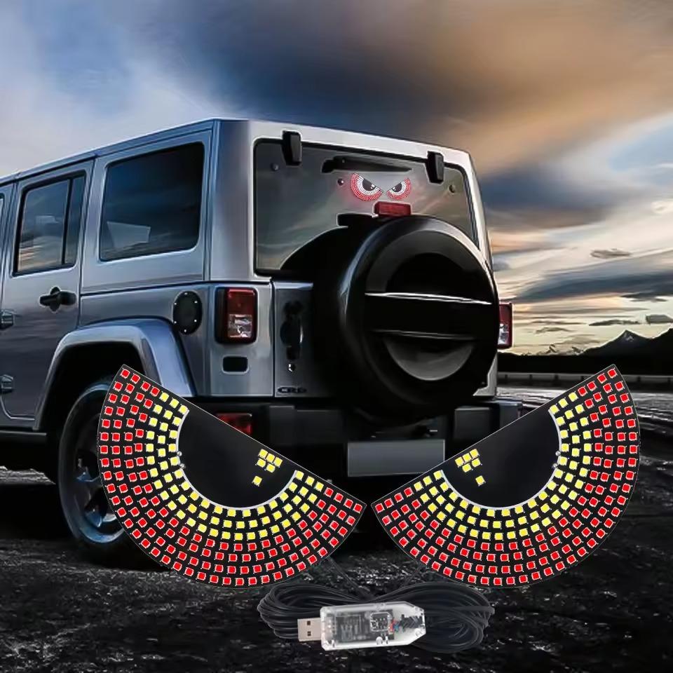 Devil's Eyes LED Light Vehicle Signal Lights Matrix Panel Light Warning Strobe Lights USB Plug-in Decorations for Car Windshield