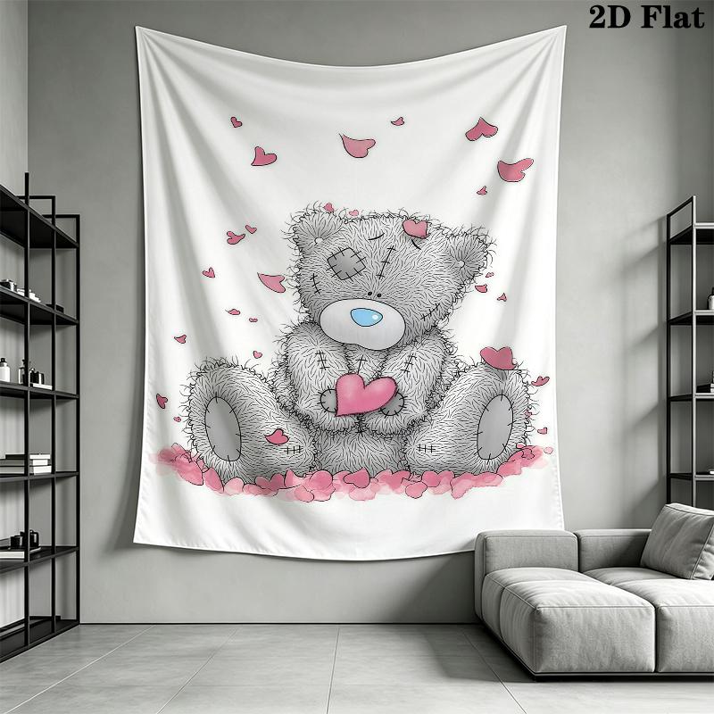 Tatty Teddy Wall Tapestry Aesthetic Wall Hanging Printed Fabric Blanket Decorative Tapestries for Bedroom Living Room Home Decor