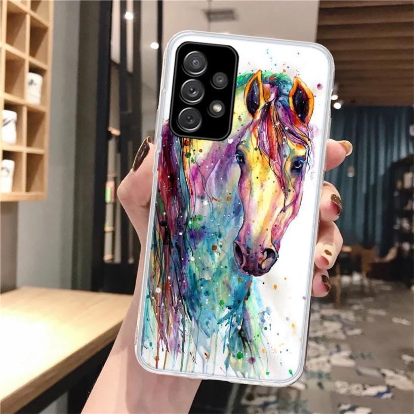 Animal Oil Painting Horse Soft Phone Case For Samsung Galaxy A52 A53 A12 A13 A22 A23 A32 A33 A72 A73 5g A02s A03s A50s Pattern C