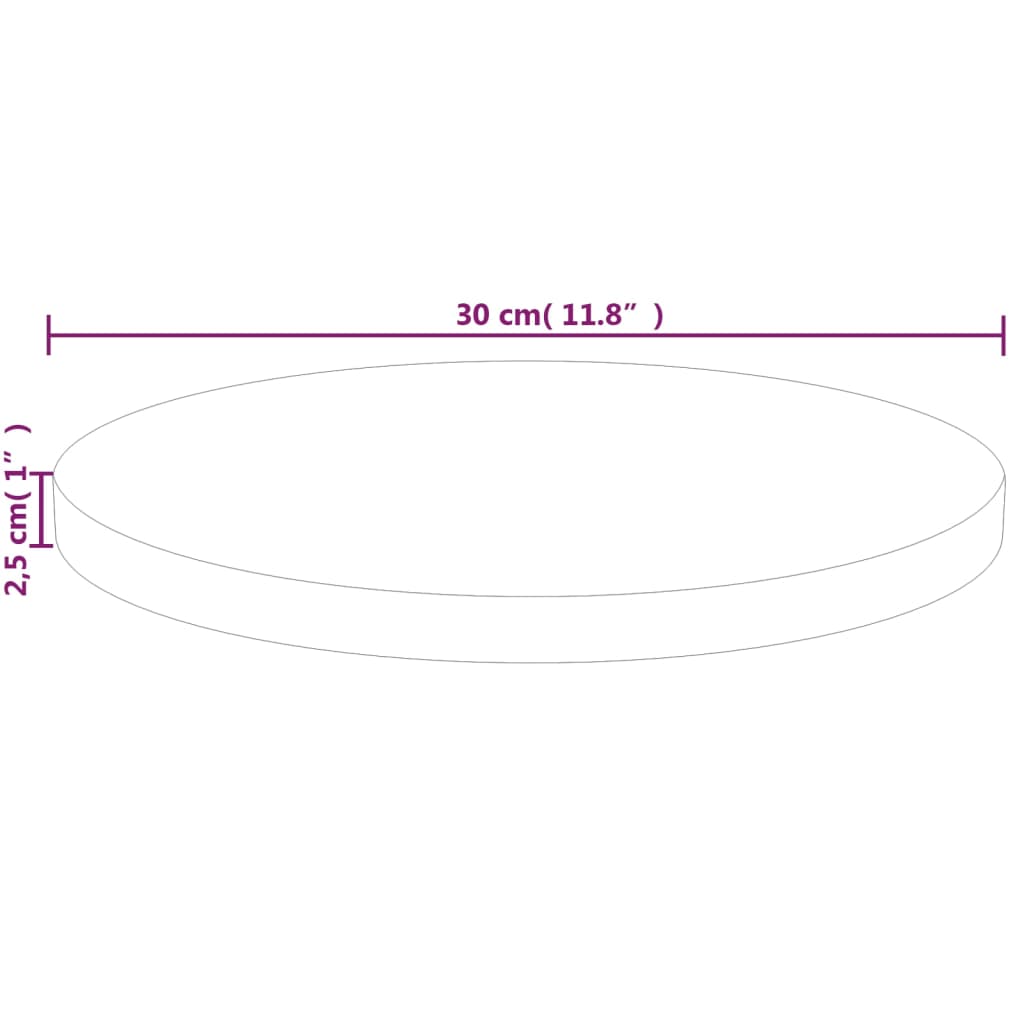 Vidaxl Okrągły Blat Do Stolika, Ø30X2,5 Cm, Surowe Drewno Dębowe
