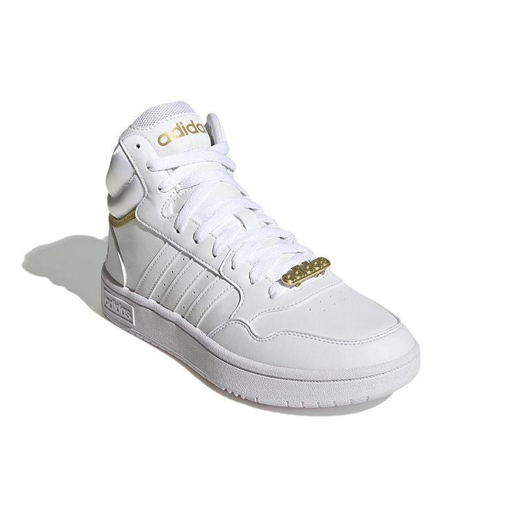 Adidas  Hoops 3.0 Mid Classic Gold Metallic Women Sneakers White Cloud-White GY4752