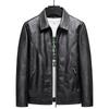 Spring and Autumn Plus Size Men's Zipper Lapel Section Thin Breathable Comfortable Leather Jacket Coat Casual Leather Jacket Outerwear