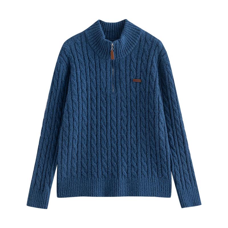 Chuyu Women's Old Money Style Stand Collar Zipper Cable Knit Sweater