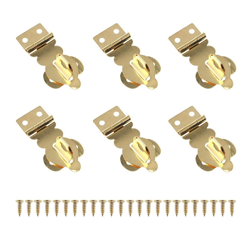 Pack Of 6 Mini Brass Padlock Hasps with Screws Gold Metal Hasp Locks Set for Jewelry Boxes & Wooden Storage Cabinets