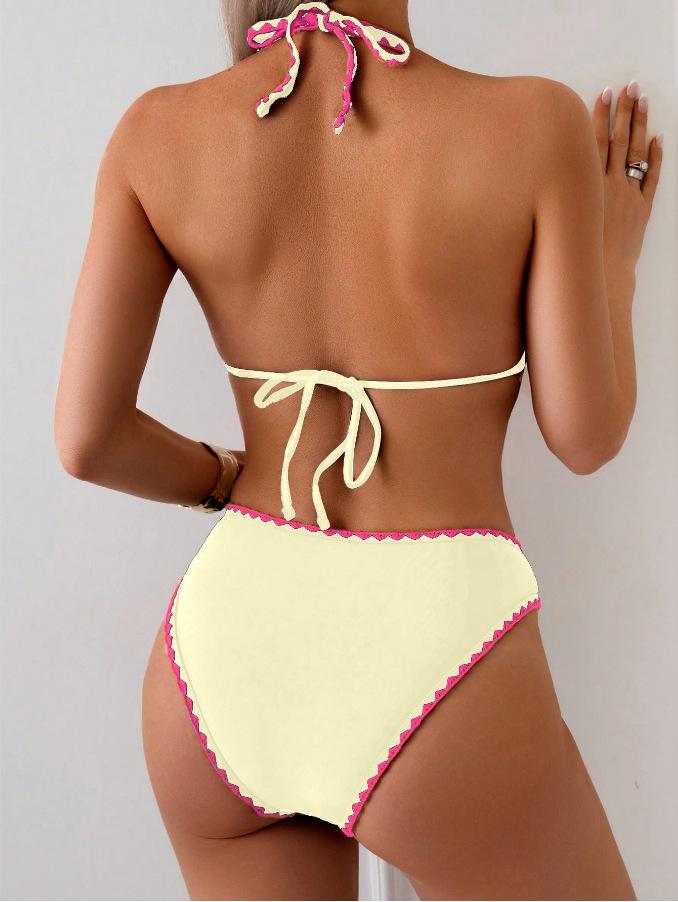 European & American Ins Style Sexy Three-Piece Strappy Print Bikini