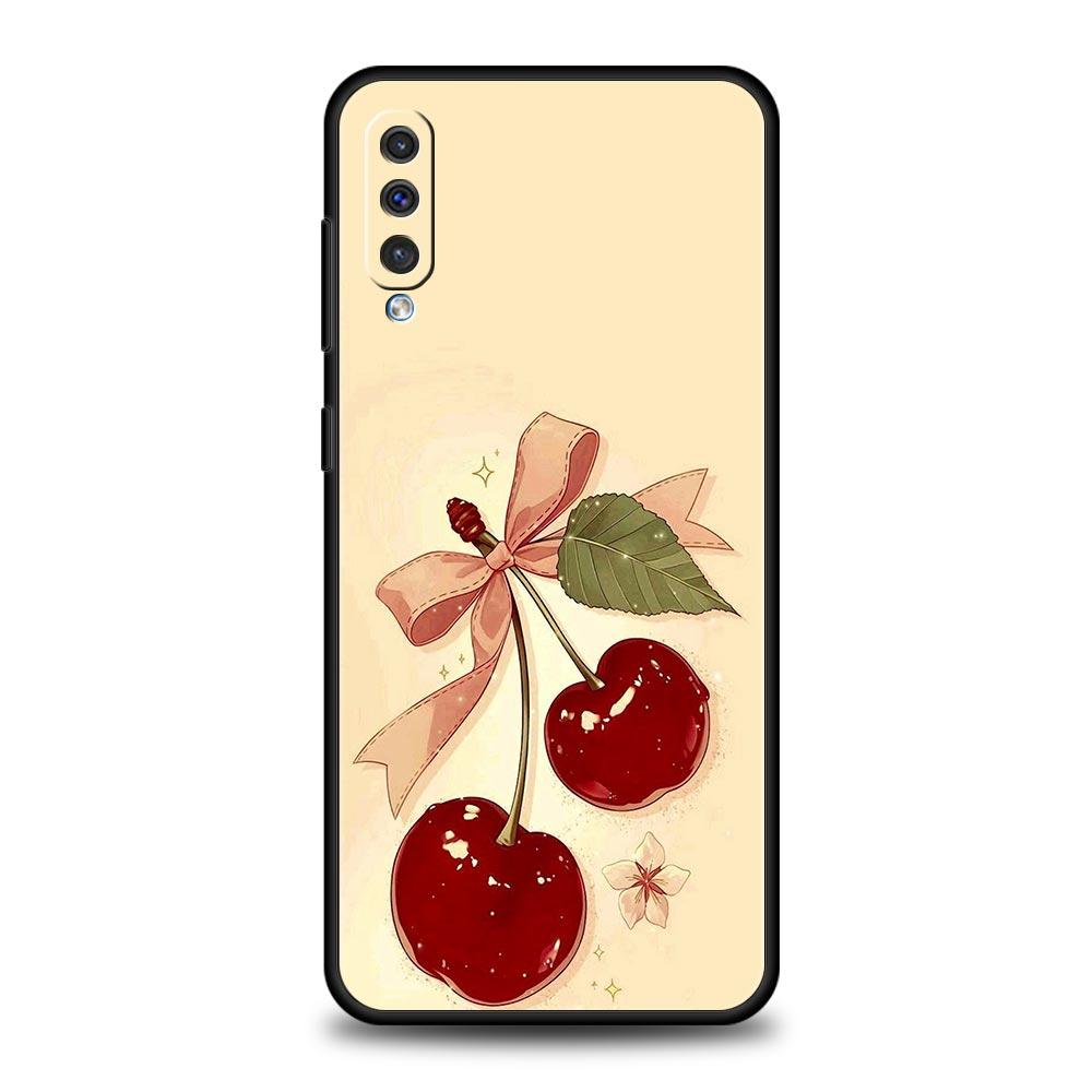Red Cherry Phone Case For Samsung A26 A36 A56 A54 A52 A50 A70 A40 A20S A20E A12 A14 A16 A22 A24 A42 A34 A32 5G A04s A06 5G Cover