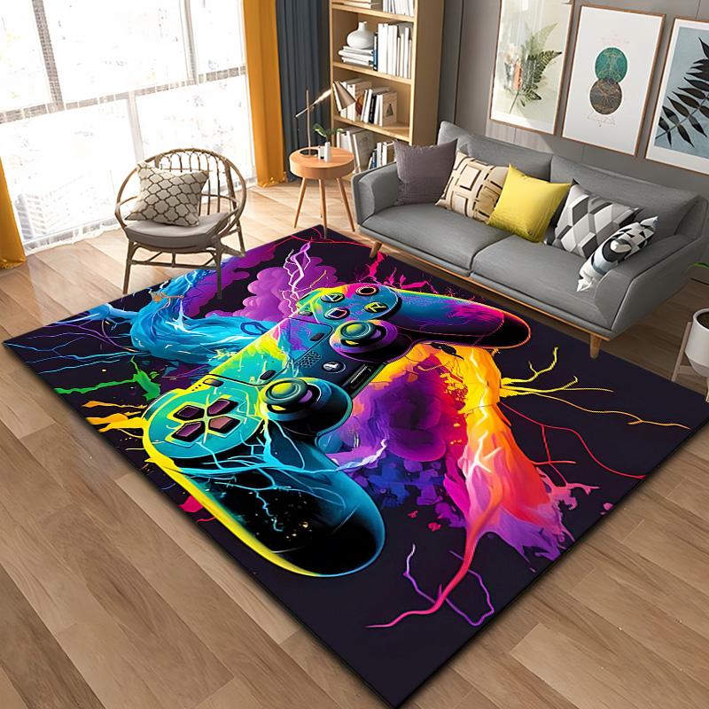 3D 80s Gamer Controller Area Rug Large,Carpet Rug for Living Room Bedroom Kitchen Decoration, carpets for bed room mat home