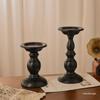 Black Roman Column Candlestick Ornament for Bedroom Table Decor
