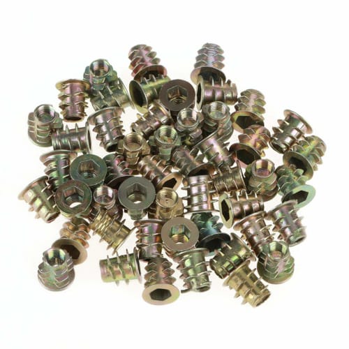 Jeffergarden 50pcs M5x10 Zinc Alloy Hex Nuts, Threaded Insert Nuts, for Furniture, Repair Tools, Joints, High Hardness, for Furniture, Woodworking, an
