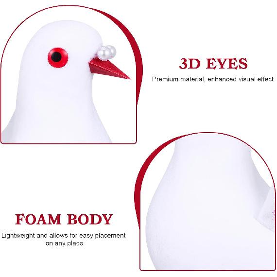 Milisten 2pcs Artificial Feathered Pigeon Birds Fake Doves Artificial Craft Foam Birds for Home Garden Wedding Decorations