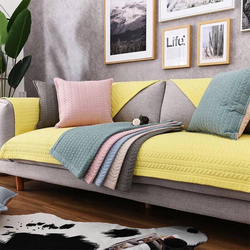 Four Seasons Universal Sofa Cushion Made of Pure Cotton Fabric, Non slip, Modern, Simple, Universal, All Cotton Sofa Cover