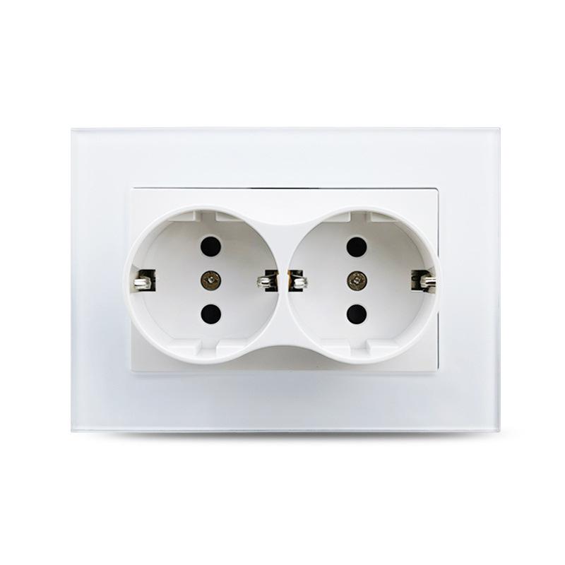 Tempered Glass Double Socket for Round Boxes – Black, White, Gold, Gray
