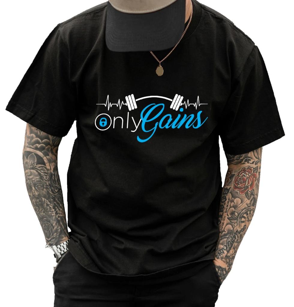 OnlyGains Unisex T Shirt - Fun Fitness Summer Apparel Athletic Fashion Only Fans