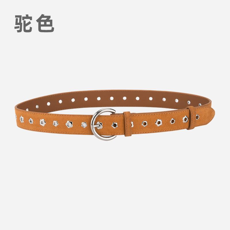 

Belt Women s Trend Fashion Rivets Leather Belt Cowhide Jeans Belt Women s Personality Decoration 105*3.3cm верблюд