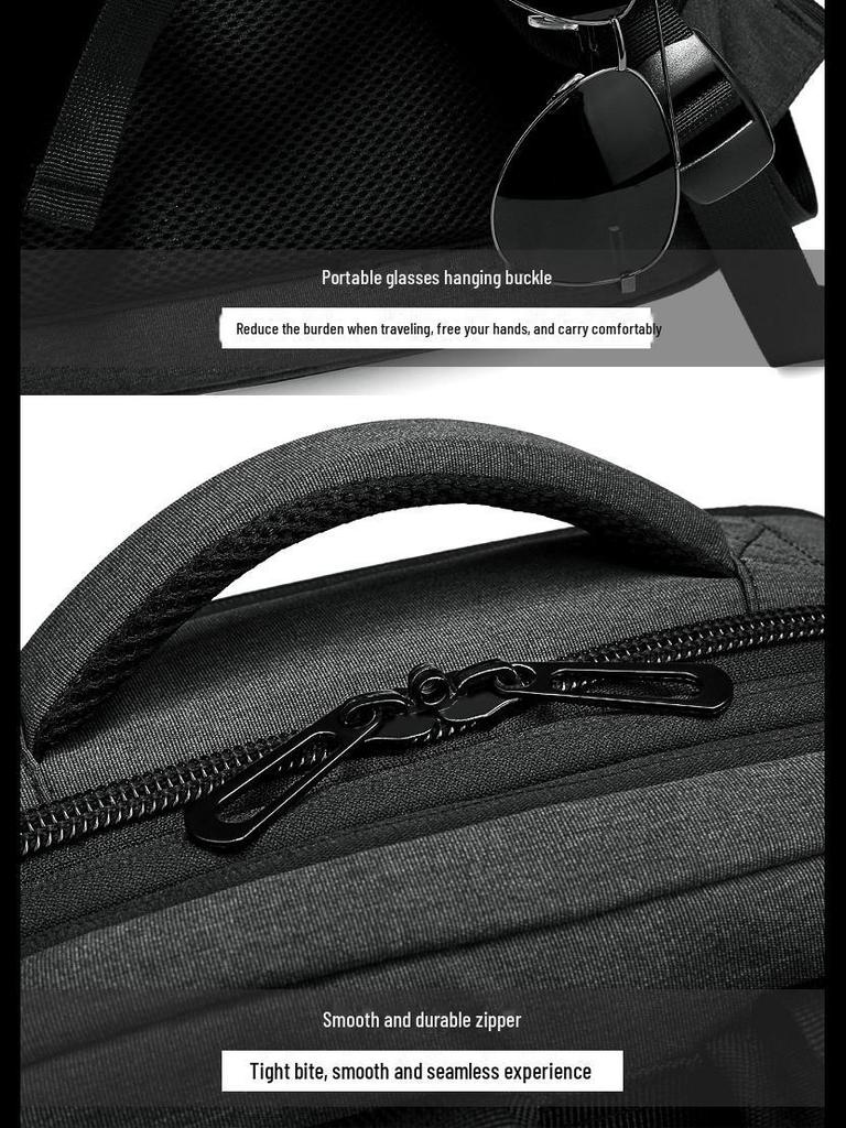 Men's Large Capacity Waterproof Business Travel Backpack, Oxford Cloth, Expandable, for Laptops and More