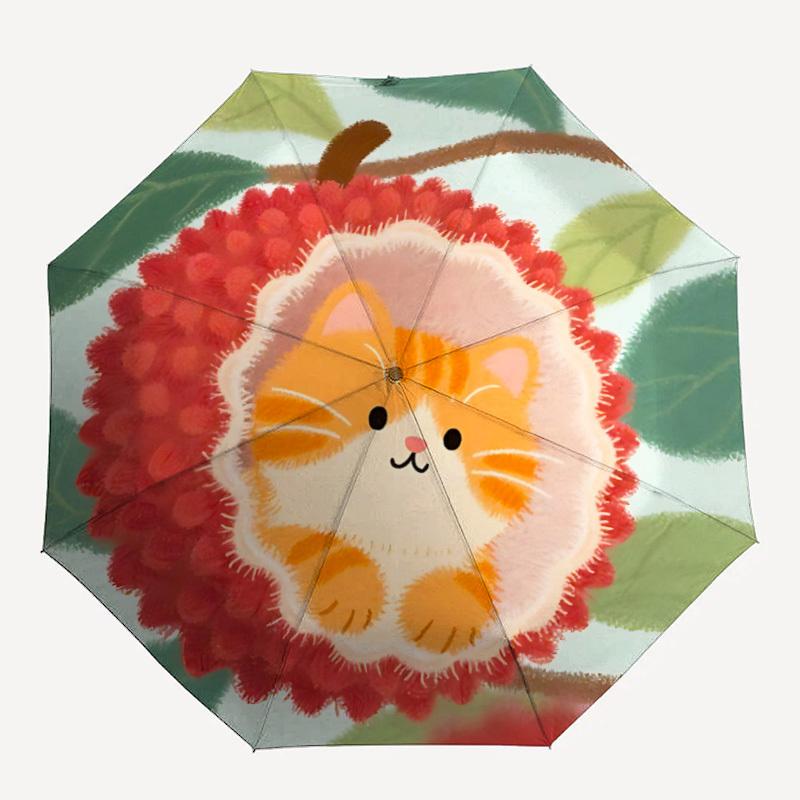 

1pc Cat Fruit Automatic Open/Close Umbrella Compact Folding Umbrella, All-Season Portable Umbrella for Women/Men F1124195