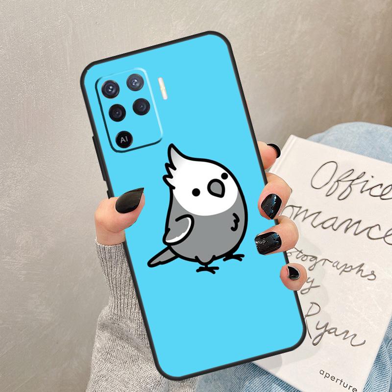 Cartoon Animal Chubby Cockatiel Case For Oppo A57 A17 A77 A18 A38 A58 A78 A98 A74 A54 A94 A80 A60 A40 A96 A76 A16 A15 A5 Pro