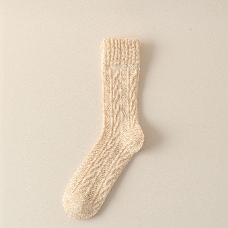 Dámské silné vlněné ponožky v japonském stylu - Hřejivé, útulné, vysoké bavlněné zimní ponožky