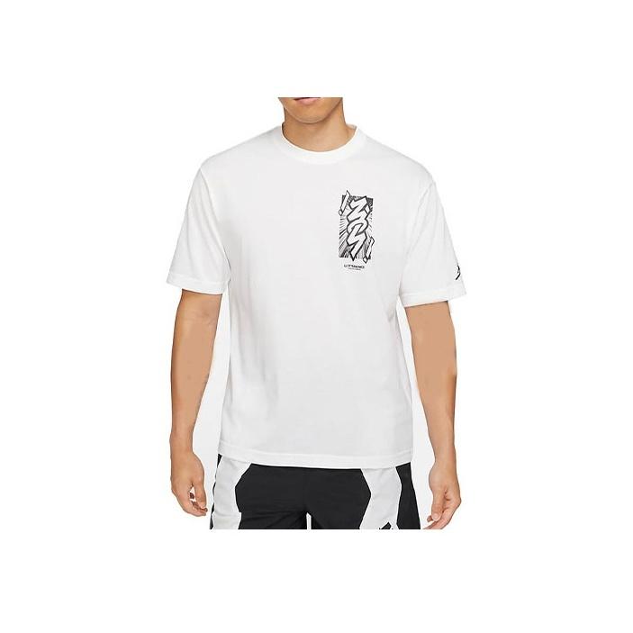 

Вязаная футболка с круглым вырезом Jordan Dri-Fit Zion Basketball Print, мужские топы белого цвета DH0593-101 L