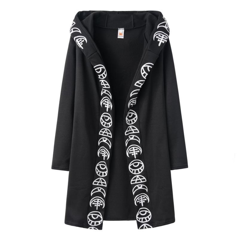 2024 Hot Selling Women's Punk Moon Print Long Sleeve Cardigan Hoodie