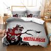 Cool Metal Gear Solid Solid Snake Duvet Cover + 2 Pillowcases Camo Solid Snake Tactical Graphic 3Pcs Zipper Quilt Cover Retro St