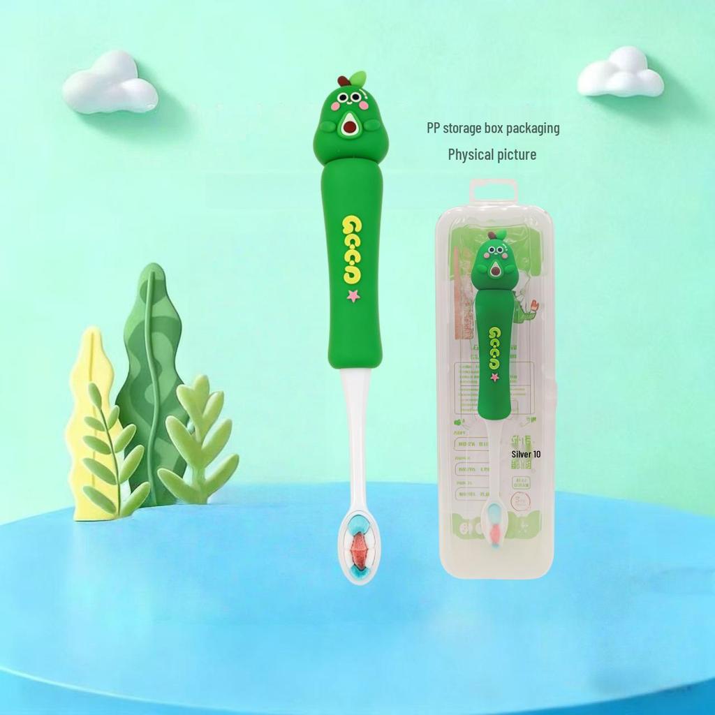 Children's Cartoon Dinosaur Toothbrush, Ages 3-12, with Cute Non-slip Handle & Soft Bristles for Gentle Oral Care