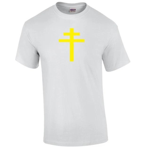 Yellow Cross of Lorraine Knights Templar T-Shirt Christian White Tee Shirt S-5XL M