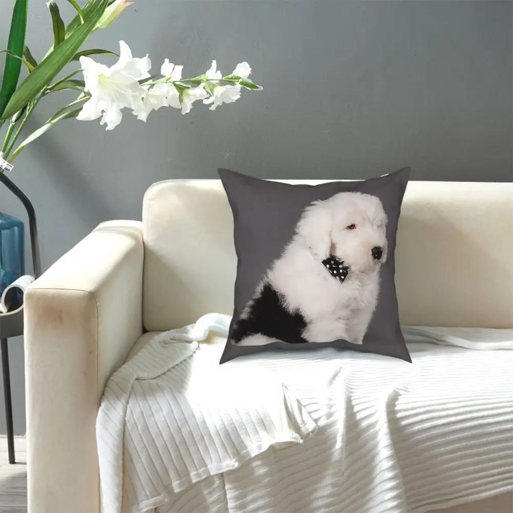 Old English Sheepdog Square Pillow Case Polyester Throw Pillow Cute Bobtail Dog Funny Cushion Covers