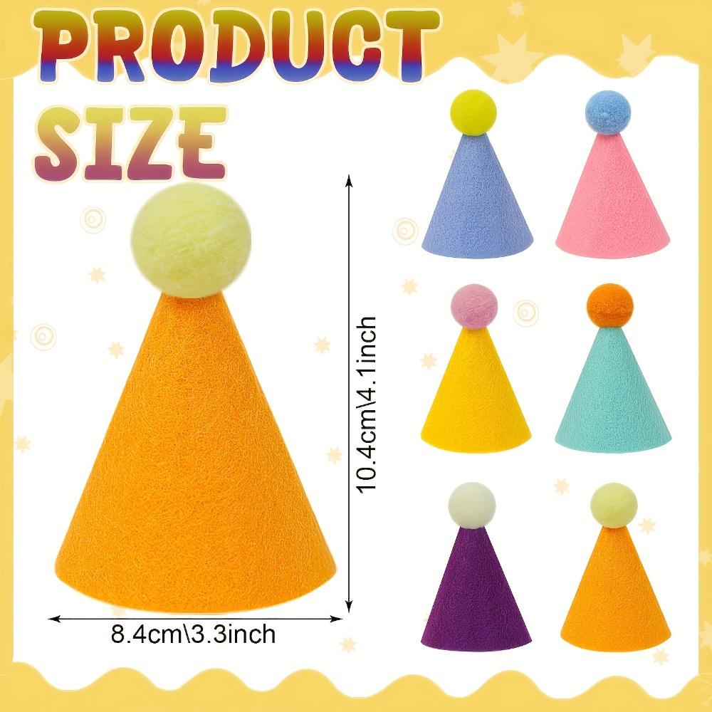 6pcs Animal Party Hats Cone-Shaped Birthday Hats Cats Dogs and Other Small Animals Durable Sewn Edge Polyester and Acrylic Blend