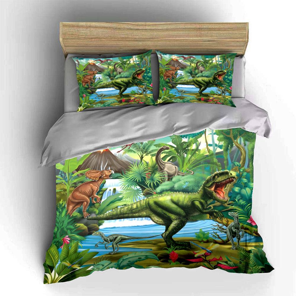 Dinosaur Jungle Adventure Set Multiple Sizes Kid'S And Adults' Bedroom Exquisite 3Pc Bedding Set, Gift
