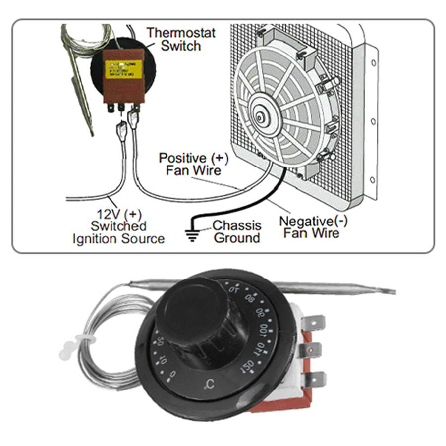 Universelles Kapillarthermostat - 104mm Kühlerlüfter-Steuerschalter (12V)