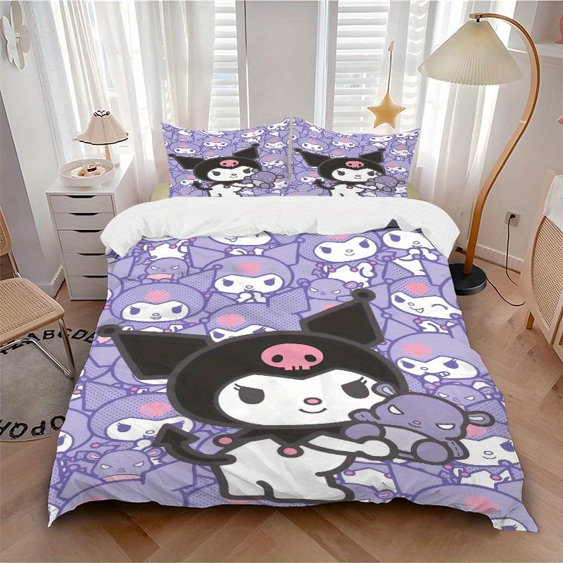 3pcs Kuromi Bedding Set - Includes Quilt Cover and Pillowcases, Suitable for All Seasons, Machine Washable - Ideal Gift for Family and Frien