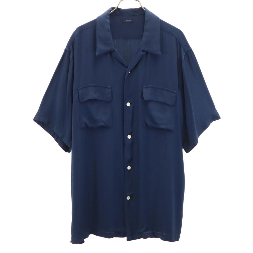 DENHAM Made In Japan Short Sleeve Open Collar Shirt XL Navy Men's Used