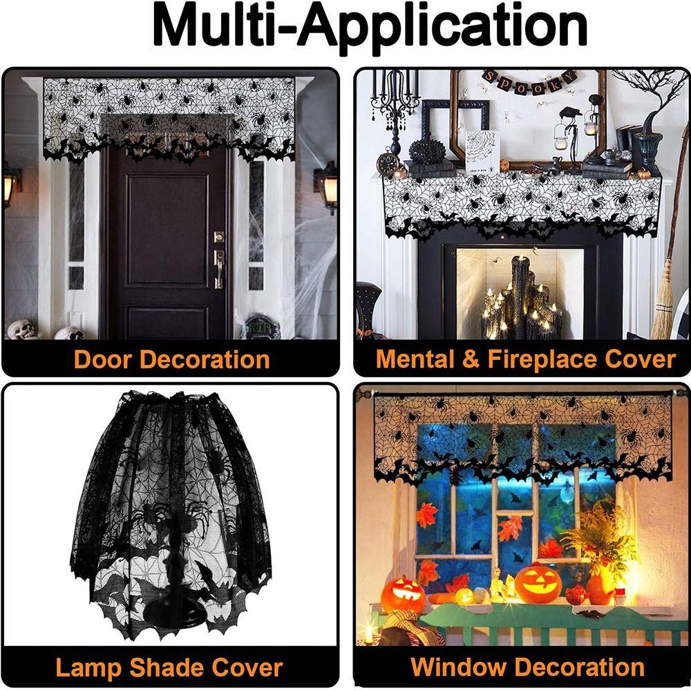 Large Spider Web Lampshades Cover Black Lace Ribbon Party Decoration Supplies  Bedroom