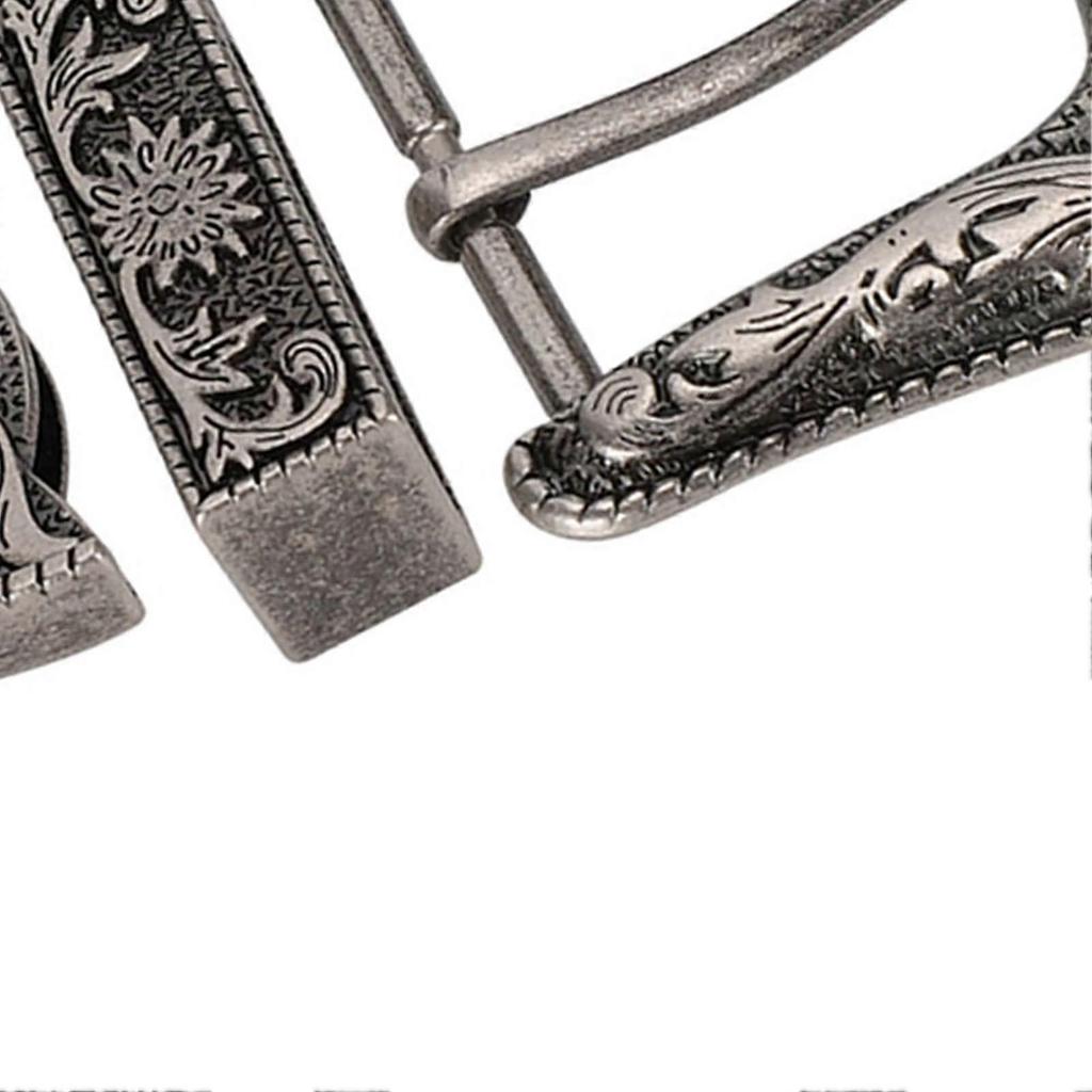 Vintage Stil Handgefertigte Schnitzerei Legierung Taillengürtelschnalle Set für Halsband Sattel Zubehör 40mm Innendurchmesser